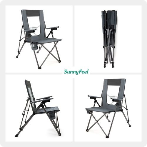 UNNYFEEL Outdoor Reclining Camping Chairs Adjustable 3 Position Foldable Heavy Duty Adults 300 LBS Capacity For Adults Lounge With Cup Holder UNNYFEEL Outdoor Reclining Camping Chairs Adjustable 3 Position Foldable Heavy Duty Adults 300 LBS Capacity For Adults Lounge With Cup Holder
